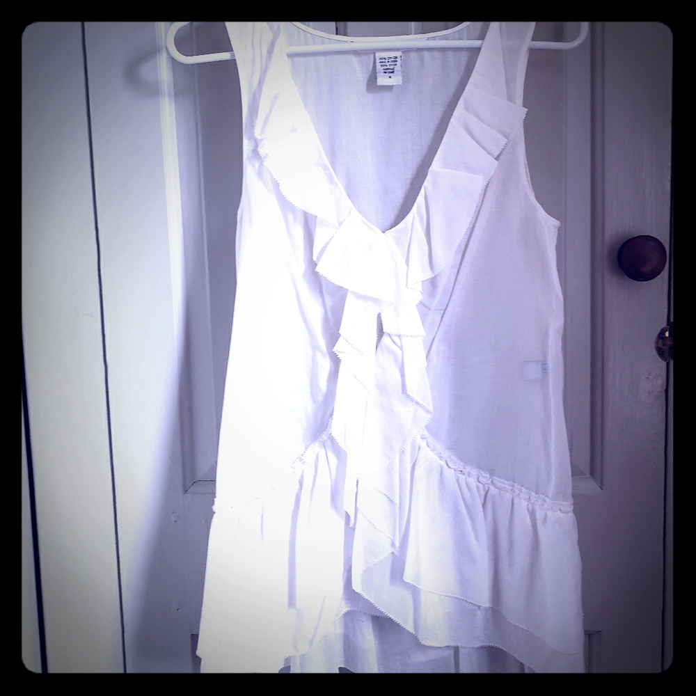 Diane Von Furstenberg white ruffle top